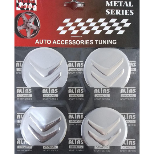 Citroen Alüminyum Yapıştırma Jant Göbeği Gri 4'lü 55mm