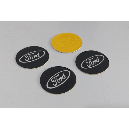 FORD Siyah Alüminyum Yapıştırma Jant Göbeği 4'lü 52 mm