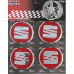 SEAT Kırmızı Alüminyum Yapıştırma Jant Göbeği 4'lü 60mm