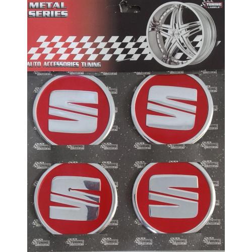 SEAT Kırmızı Alüminyum Yapıştırma Jant Göbeği 4'lü 60mm