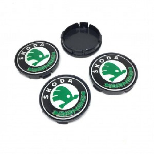 Skoda Damla Geçme Jant Göbeği Yeşil 4'lü 55mm