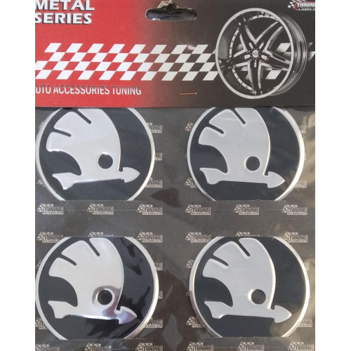 SKODA SiyahAlüminyum Yapıştırma Jant Göbeği 4'lü 60mm