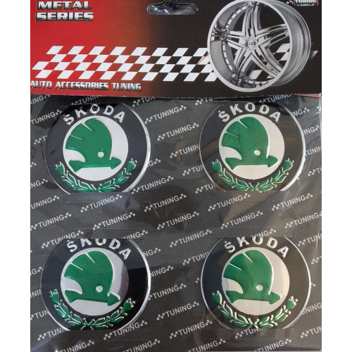 Skoda Yeşil Alüminyum Yapıştırma Jant Göbeği 4'lü 55mm